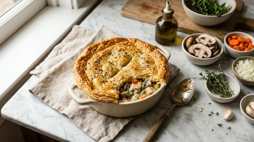 Golden-brown Marry Me Chicken Pot Pie with flaky crust and creamy filling