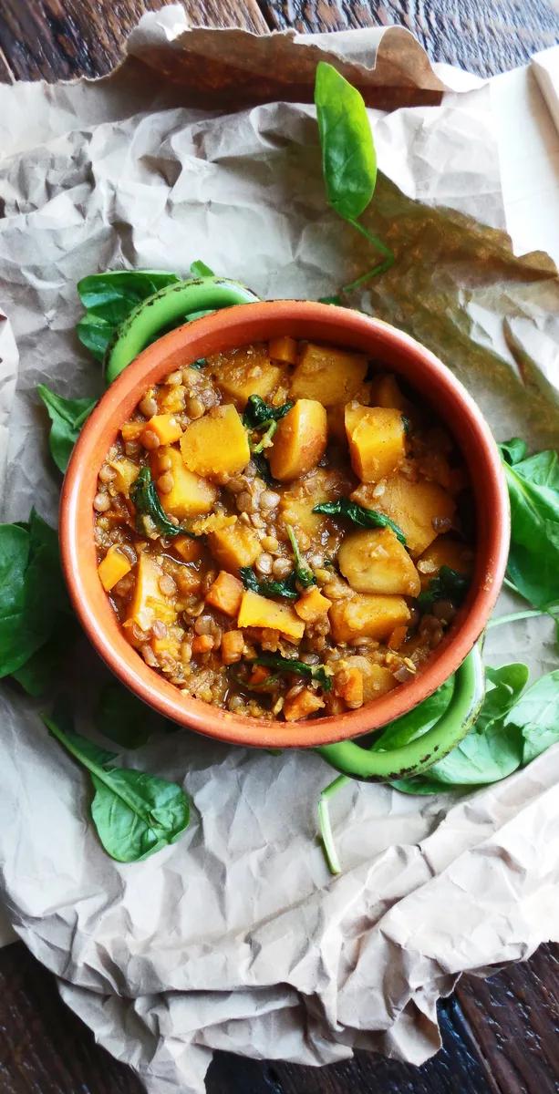 Curried Butternut Squash and Lentil Stew