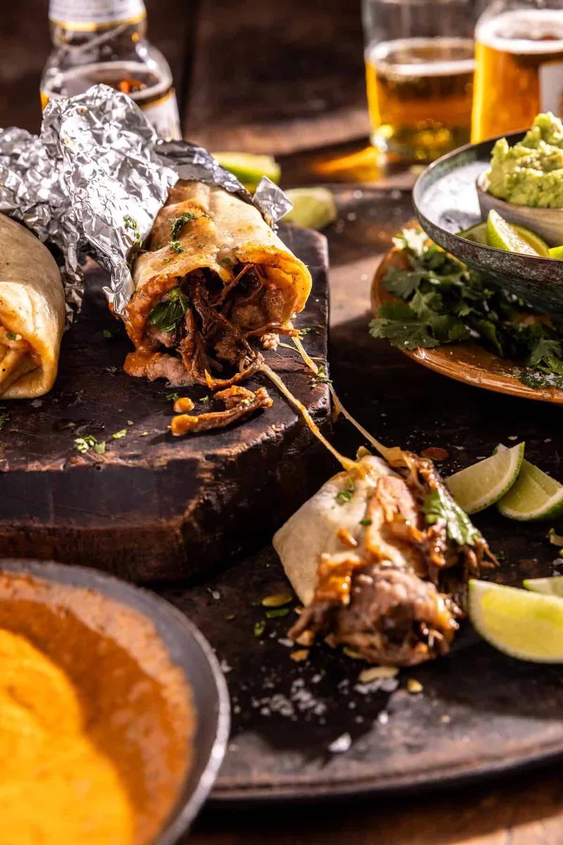 Shredded Beef and Cheese Burritos