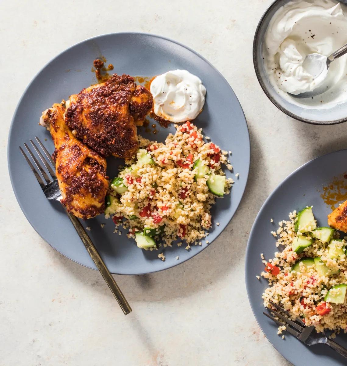 Roasted Chicken with Harissa and Bulgur photo